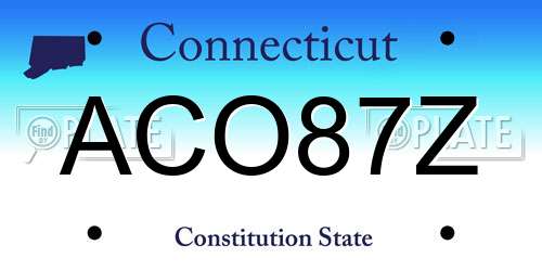 ACO87Z Connecticut License Plate