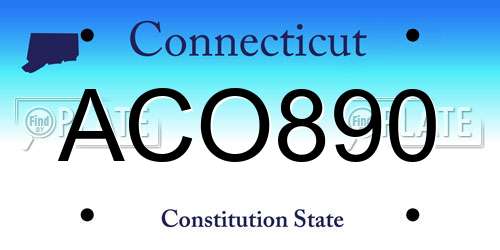 ACO890 Connecticut License Plate