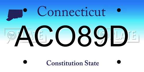 ACO89D Connecticut License Plate