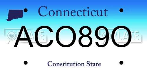 ACO89O Connecticut License Plate