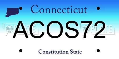 ACOS72 Connecticut License Plate