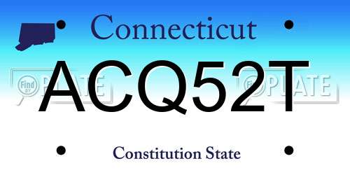 ACQ52T Connecticut License Plate