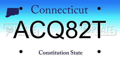 ACQ82T Connecticut License Plate