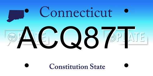 ACQ87T Connecticut License Plate