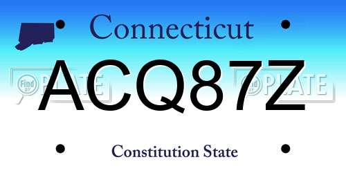 ACQ87Z Connecticut License Plate