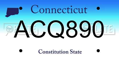 ACQ890 Connecticut License Plate