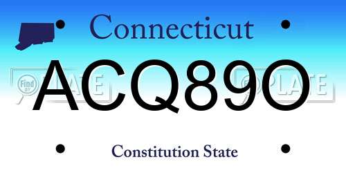 ACQ89O Connecticut License Plate