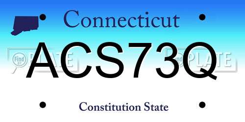 ACS73Q Connecticut License Plate