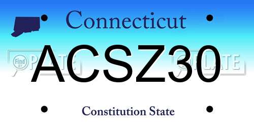 ACSZ30 Connecticut License Plate