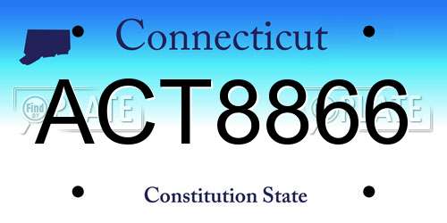 ACT8866 Connecticut License Plate