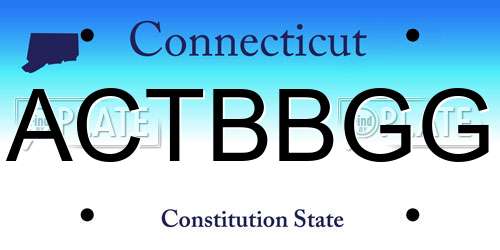 ACTBBGG Connecticut License Plate