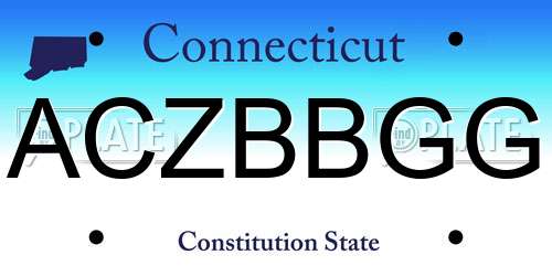 ACZBBGG Connecticut License Plate