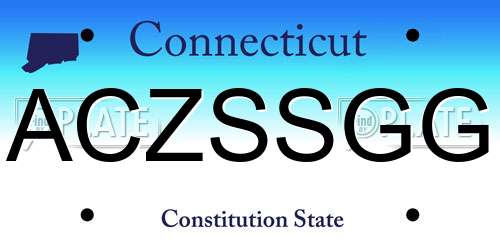 ACZSSGG Connecticut License Plate
