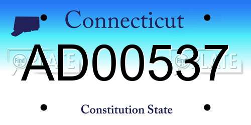 AD00537 Connecticut License Plate