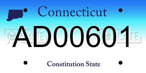 AD00601 Connecticut License Plate