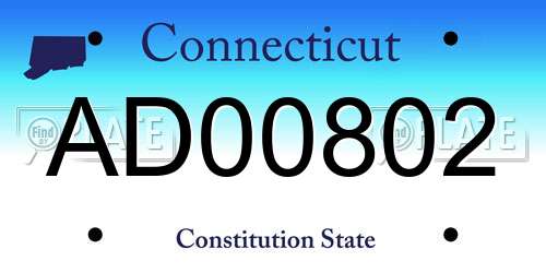 AD00802 Connecticut License Plate
