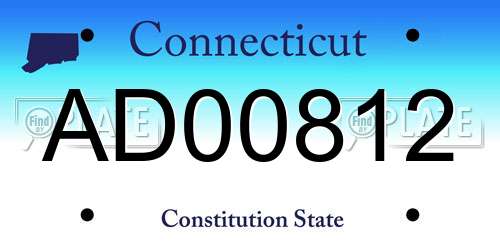 AD00812 Connecticut License Plate