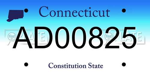 AD00825 Connecticut License Plate
