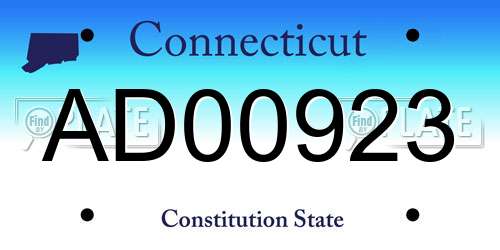 AD00923 Connecticut License Plate