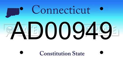 AD00949 Connecticut License Plate