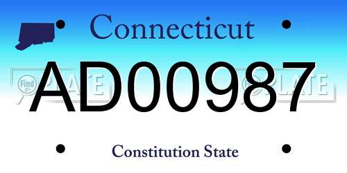 AD00987 Connecticut License Plate