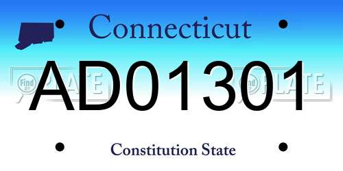 AD01301 Connecticut License Plate