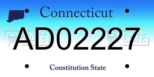AD02227 Connecticut License Plate