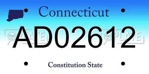 AD02612 Connecticut License Plate