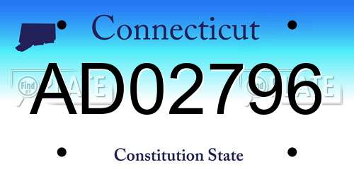 AD02796 Connecticut License Plate