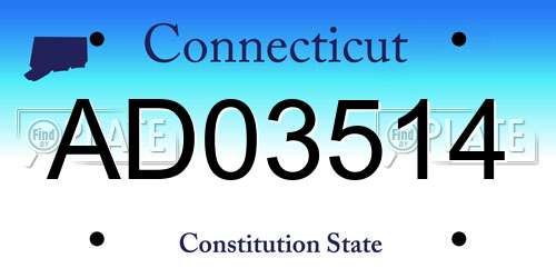 AD03514 Connecticut License Plate
