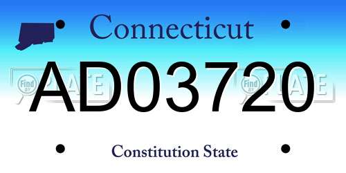 AD03720 Connecticut License Plate