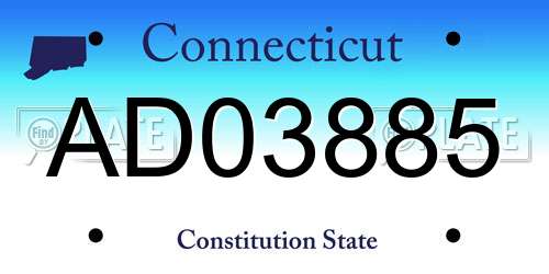 AD03885 Connecticut License Plate