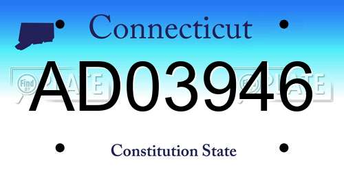 AD03946 Connecticut License Plate
