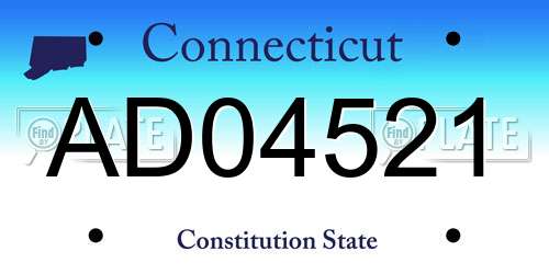AD04521 Connecticut License Plate