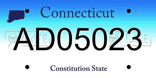 AD05023 Connecticut License Plate