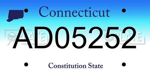 AD05252 Connecticut License Plate