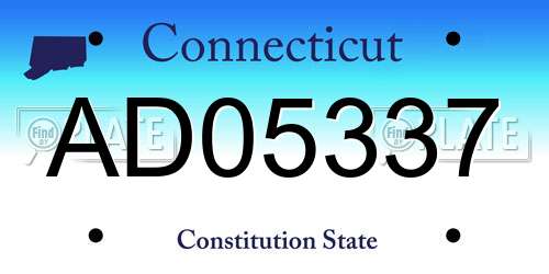AD05337 Connecticut License Plate