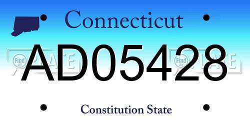 AD05428 Connecticut License Plate