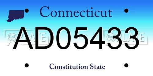 AD05433 Connecticut License Plate