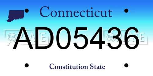 AD05436 Connecticut License Plate