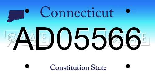 AD05566 Connecticut License Plate