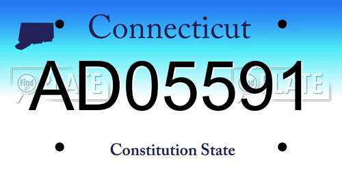 AD05591 Connecticut License Plate