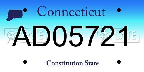AD05721 Connecticut License Plate