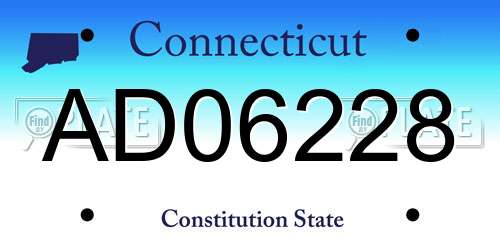 AD06228 Connecticut License Plate