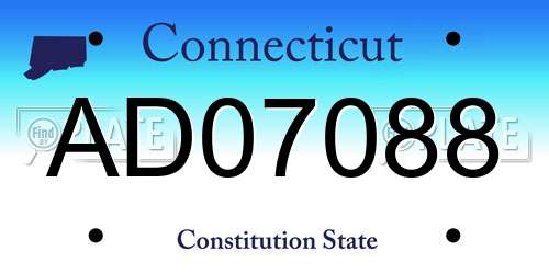 AD07088 Connecticut License Plate