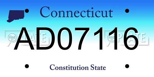AD07116 Connecticut License Plate