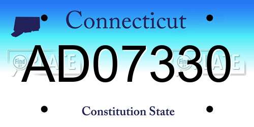 AD07330 Connecticut License Plate