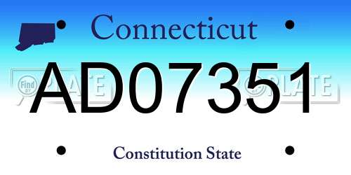 AD07351 Connecticut License Plate