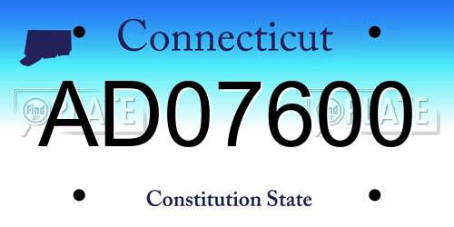 AD07600 Connecticut License Plate