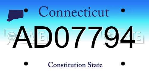 AD07794 Connecticut License Plate